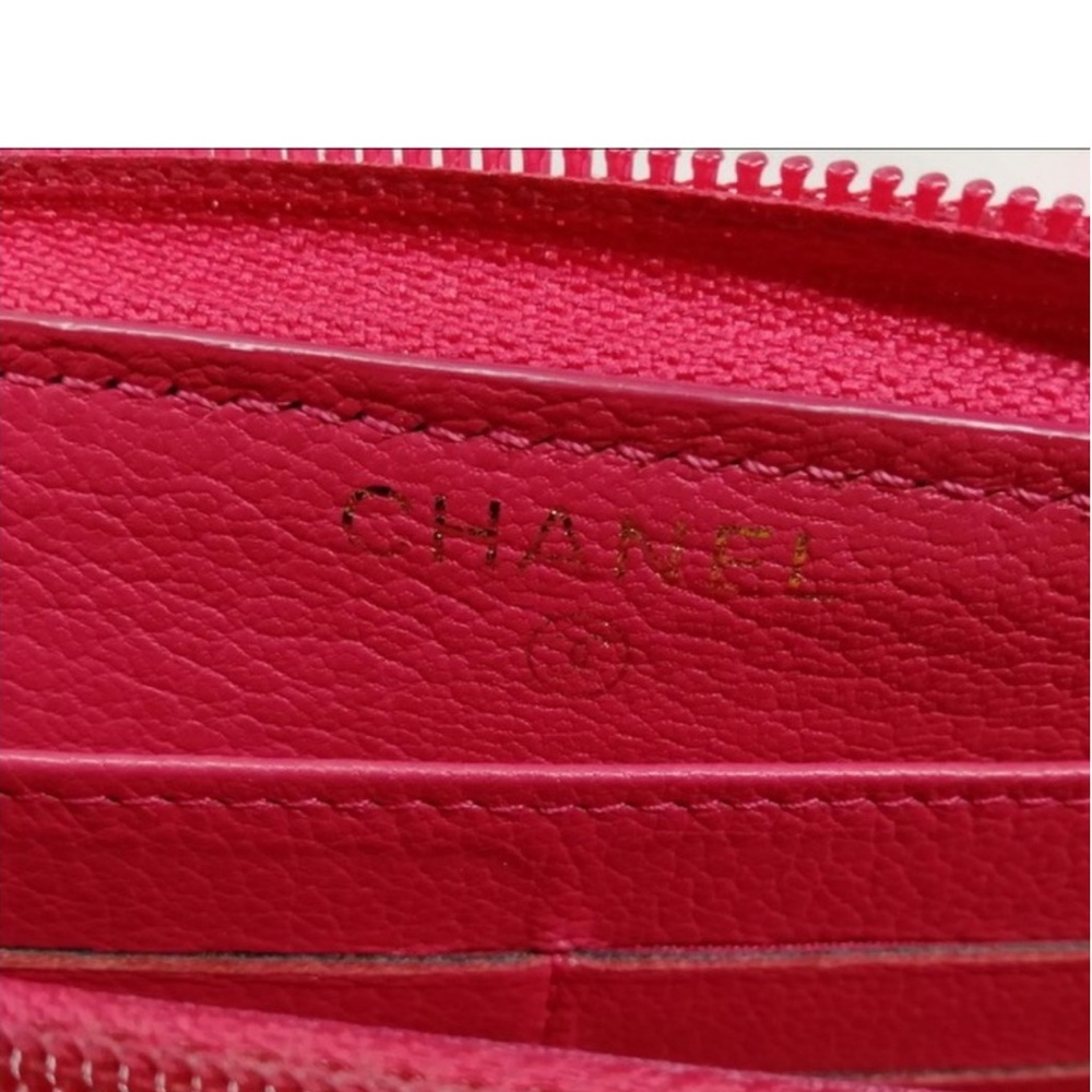 CHANEL Hot pink caviar Zippy leather wallet w/card Authentic - Picture 4 of 6